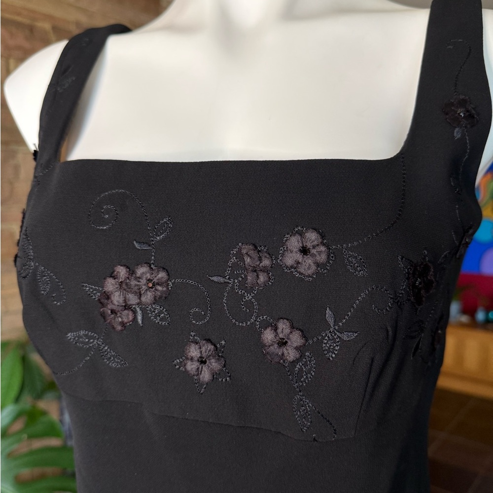 Ann Taylor Black Dress with Floral Details